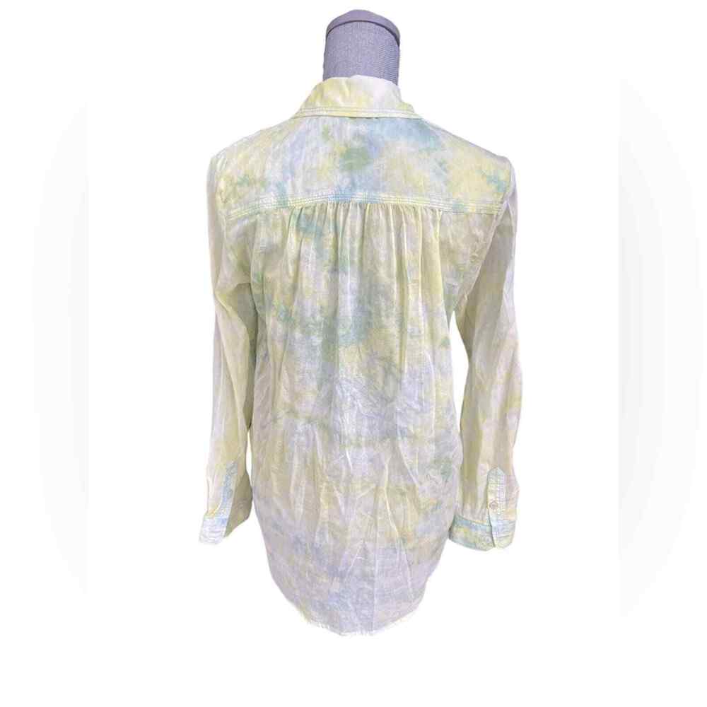 Anthropologie Pilcro Yellow Blue Tie Dye Button Down Cate Shirt woman’s sz small - Picture 3 of 7